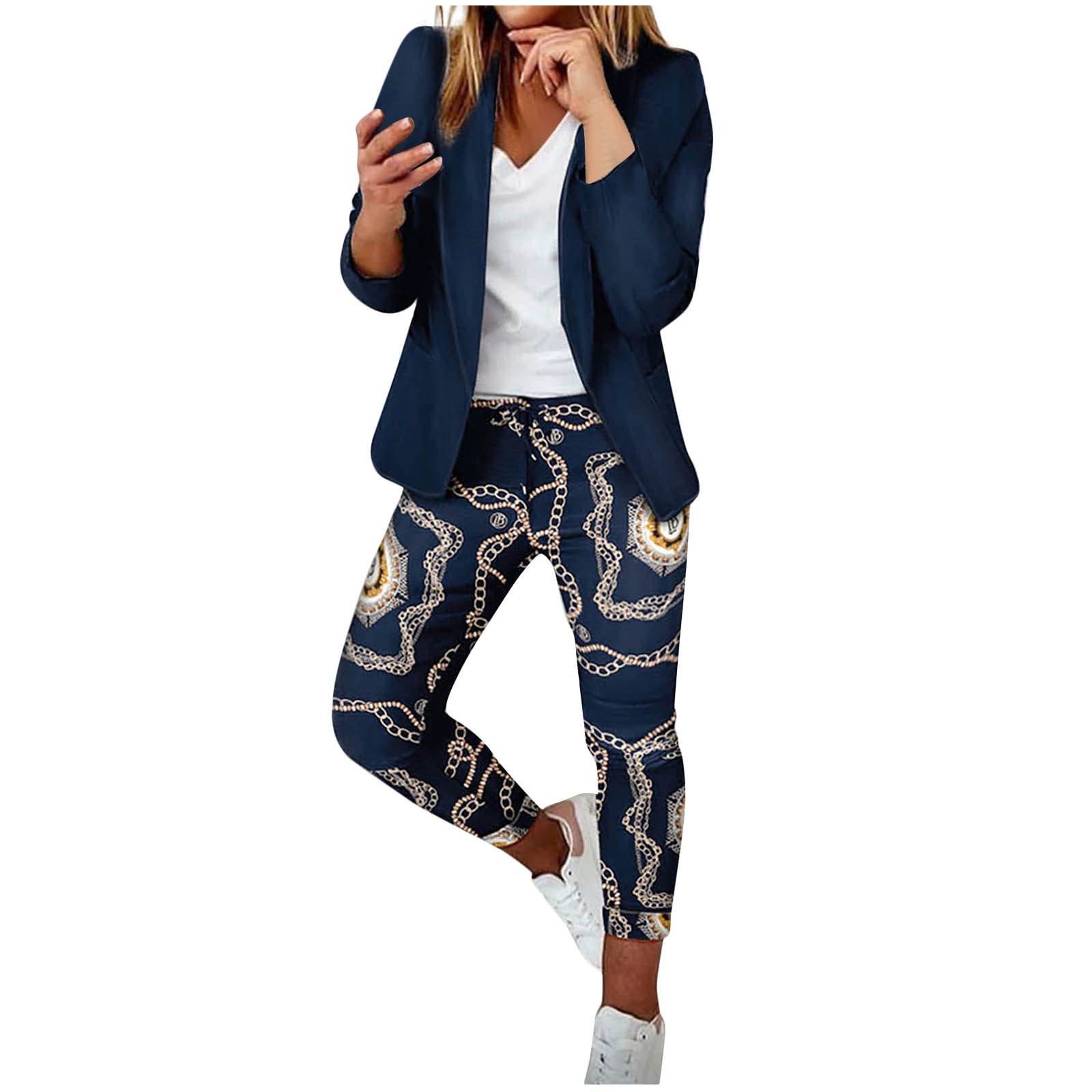 WANGTIANXUE Hosenanzug Damen Die Discounter Elegant Business Anzug Set Hosenanzug Blazer Hose 2-teilig Anzug Karo Einfarbig Zweiteiler Sale Angebote Slimfit Festlich Sportlich Hosenanzug Streetwear