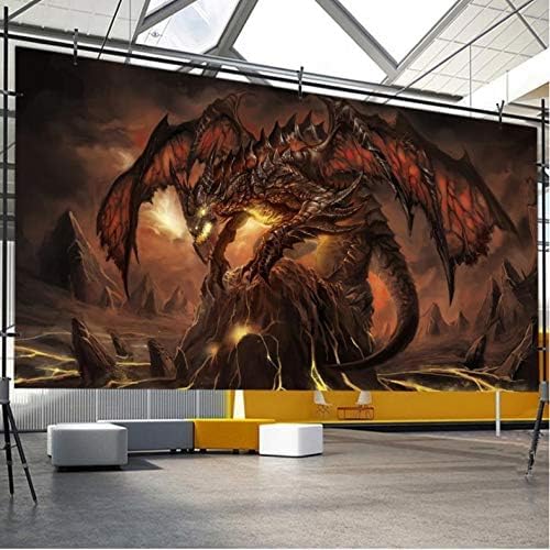 XLMING Warcraft Feuerdrache 3D Tapeten Home Esszimmer Sofa Schlafzimmer Wohnzimmer TV Hintergrund-400cm×280cm