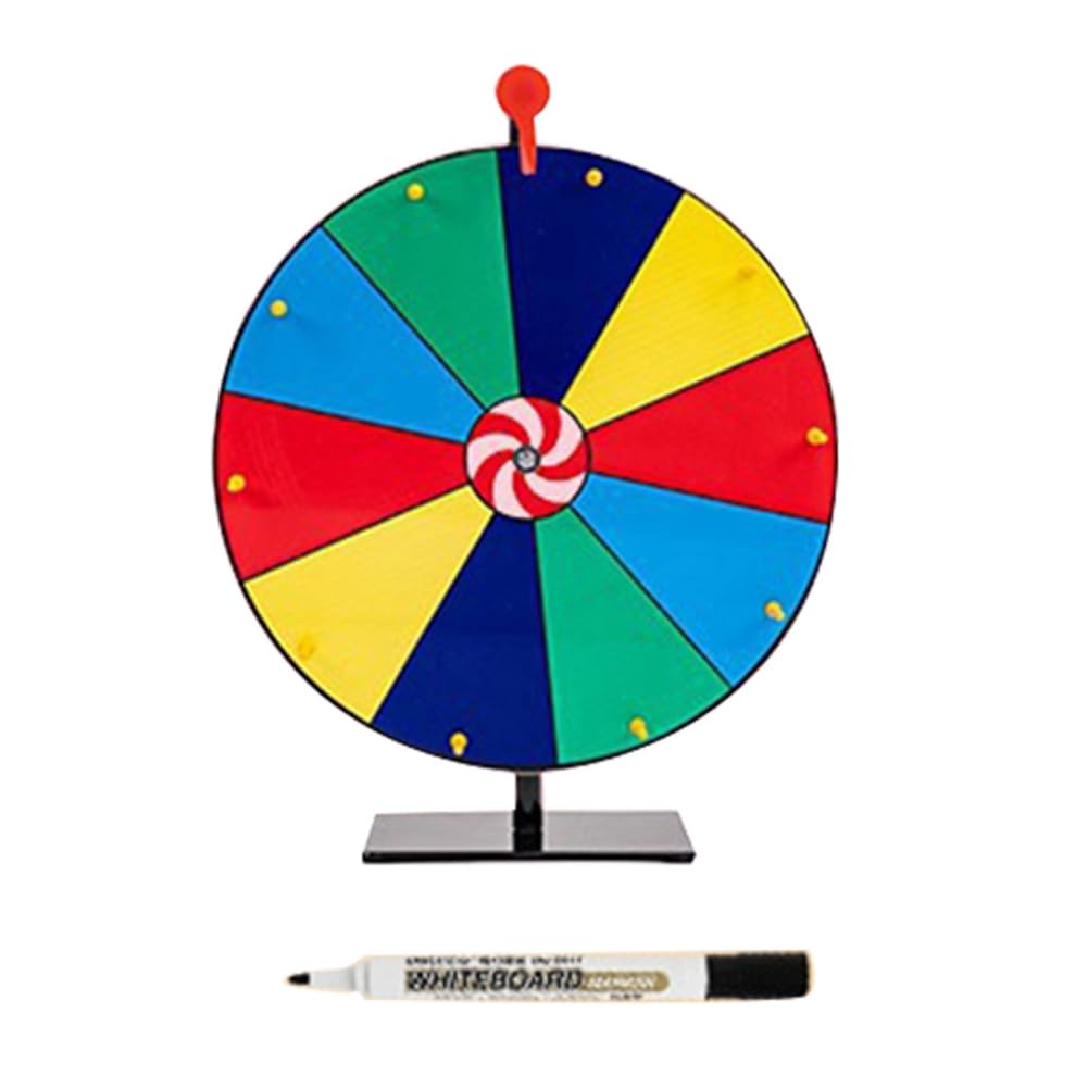 Haztholf Tisch-Preisrad, 40,6 cm, drehbares Rad mit 10 Steckplätzen, mit trocken abwischbarem Stift für Fortune Spin Game