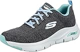 Skechers Damen Arch Fit Comfy Wave Sneaker, Charcoal Knit Blue Trim, 37 EU