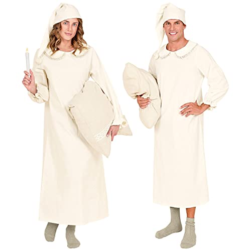 Widmann 10660 Kostüm Früher, Nachthemd und Schlafmütze, Schlafwandler, Pyjama, Schlafanzug, Bommelmütze, Mottoparty, Karneval, Fasching, Unisex – Erwachsene, Mehrfarbig, M/L