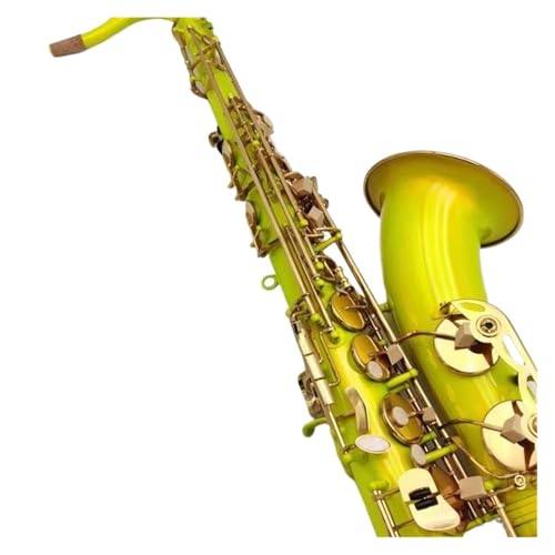 Gold lackiertes saxophon Tenorsaxophon hellgrüner Lack professionelles Tenorsaxophon mit Etui Schilf Hals Mundstück