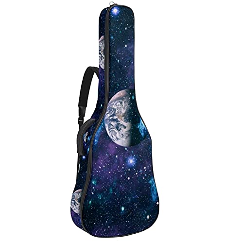 Gitarrentasche Gig Bag Rucksack Gepolsterte Gitarrentasche ， Space Planet Dunkelblauer Sternenhimmel