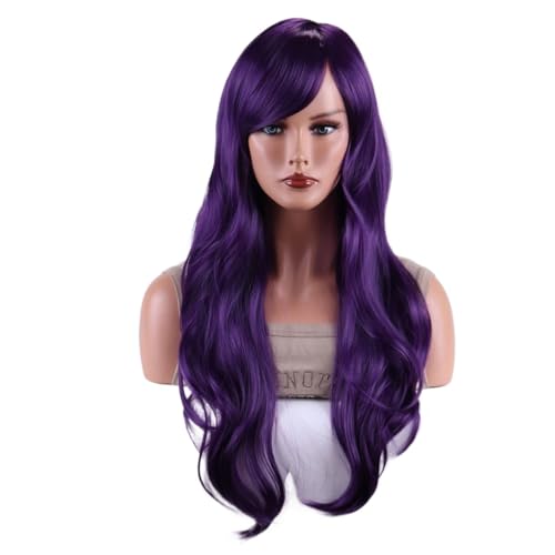 Perücken für Frauen 28" lange gewellte Haarperücken, hitzebeständige Cosplay-Perücke for Frauen (grün) für den täglichen Gebrauch(Wig-103)