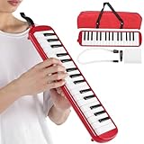 32 Klaviertasten Melodica Pianica Tube Lange flexible Melodica Tube mit Mundstück Blowpipe-Tragetasche(rot) Blasinstrument Musikinstrument