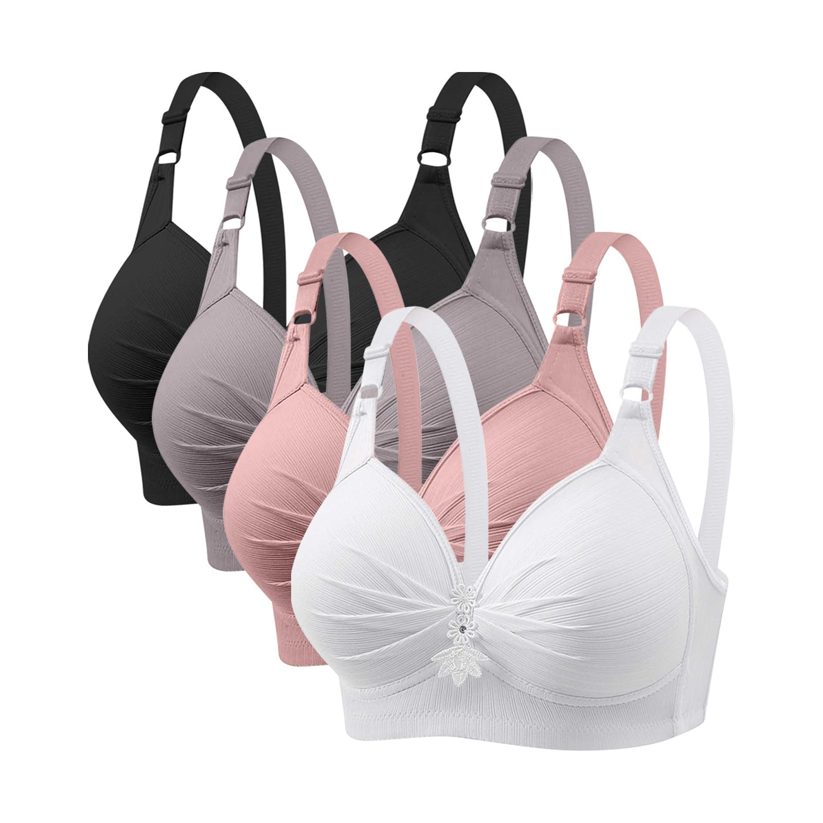 4er Pack BH Damen ohne Bügel Push Up Sport BH Große Brüste Starker Halt Damen-BHS Sexy Bustier Frauen Bequeme Atmungsaktiv Bra Klassische Bralette Yoga Sportbh Fitness Dessous