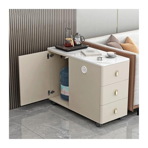 FUHAI-666 Sofa Sideboard Seitenschrank Licht Luxus Schiefer Ecktisch Wohnzimmer Einfacher Beistelltisch Couchtisch Schrank(Khaki,90x50x60cm)