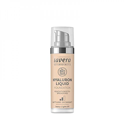 lavera Hyaluron Liquid Foundation - Ivory Light 01 - Make-Up Grundierung mit Bio-Mandelöl - intensive Feuchtigkeit - natürlicher Teint- Naturkosmetik - vegan - Bio (1 x 30 ml)