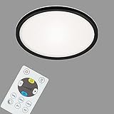 BRILONER Leuchten - LED Panel, Deckenleuchte dimmbar, Deckenlampe mit Backlight, inkl. Fernbedienung, 18 Watt, 2400 Lumen, Weiß-Schwarz, 293x28mm (DxH), 7079-015