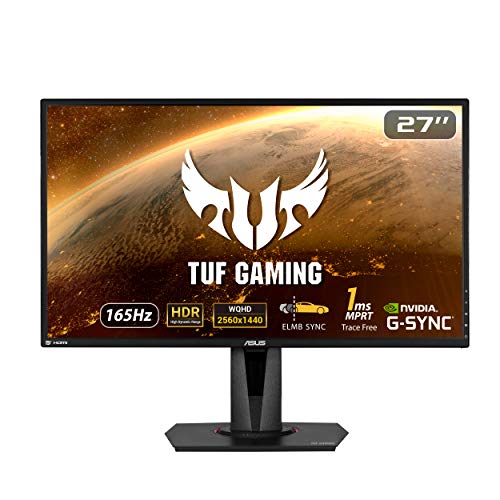 Asus TUF Gaming VG27AQZ HDR G-SYNC Compatible Gaming-Monitor - 27 Zoll WQHD (2560x1440), IPS, 165Hz (über 144Hz), Extreme Low Motion Blur Sync, G-SYNC Compatible, Adaptive-Sync, 1ms (MPRT), HDR10