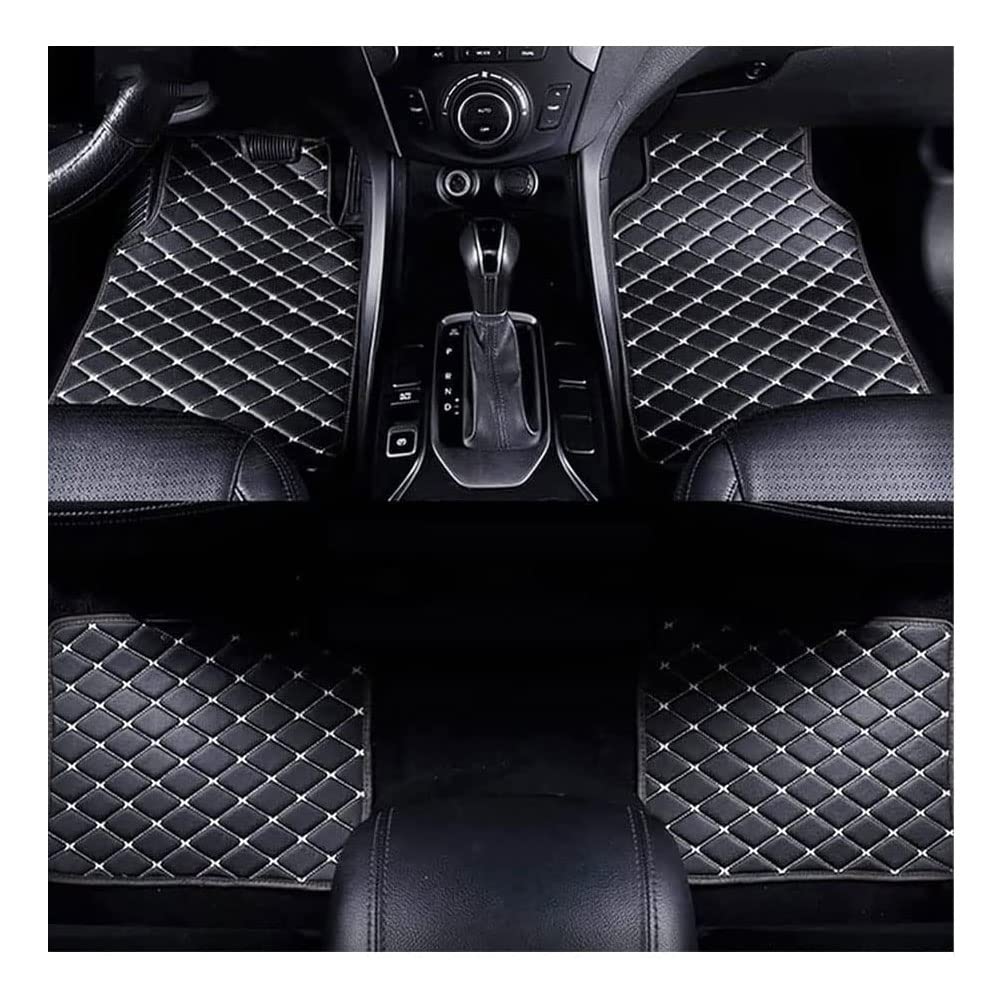 4pcs Auto Fußmatten Leder Für KIA Stinger/Stinger GT 2017-2021(LHD), Custom Fussmatten Allwetter Vorne Hinten Bodenmatte Set wasserdichte Automatten Teppiche ZubehöR,Black-beige