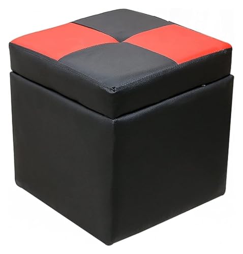 RAABYU Fußstütze Fußhocker Würfel Kunstleder Aufbewahrung Pouf Sitzbank, mit Scharnier Top Organizer Box Pouf Truhe Einzelsitz