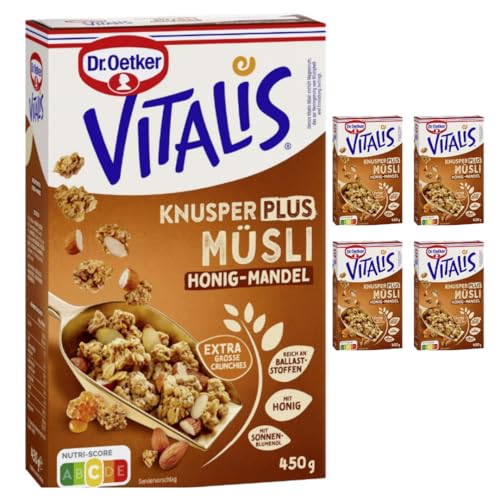 Dr. Oetker Vitalis Knuspermüsli Plus Honig-Mandel 450 g X 5 Packungen