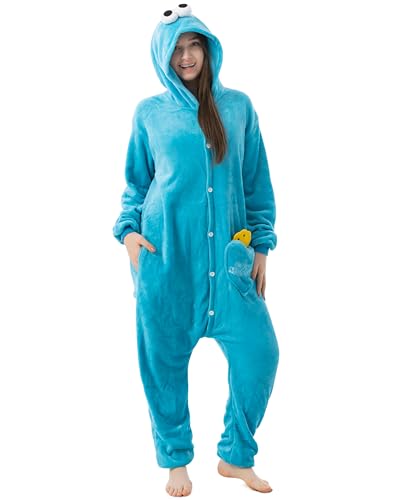 Katara 1744 - Krümelmonster Kostüm-Anzug Onesie/Jumpsuit Einteiler Body für Erwachsene Damen Herren als Pyjama oder Schlafanzug Unisex - viele Verschiedene Tiere