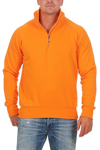 Happy Clothing Herren Pullover halber Reißverschluss ohne Kapuze, Größe:L, Farbe:Orange