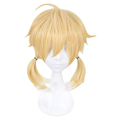 LINLINCD Cosplay wig Anime Kagamine Rin/Kagamine Len Cosplay Kostüm Perücke Kurzes blondes gelbes Kunsthaar Halloween Karneval Perücken Kumz001 Schwestern