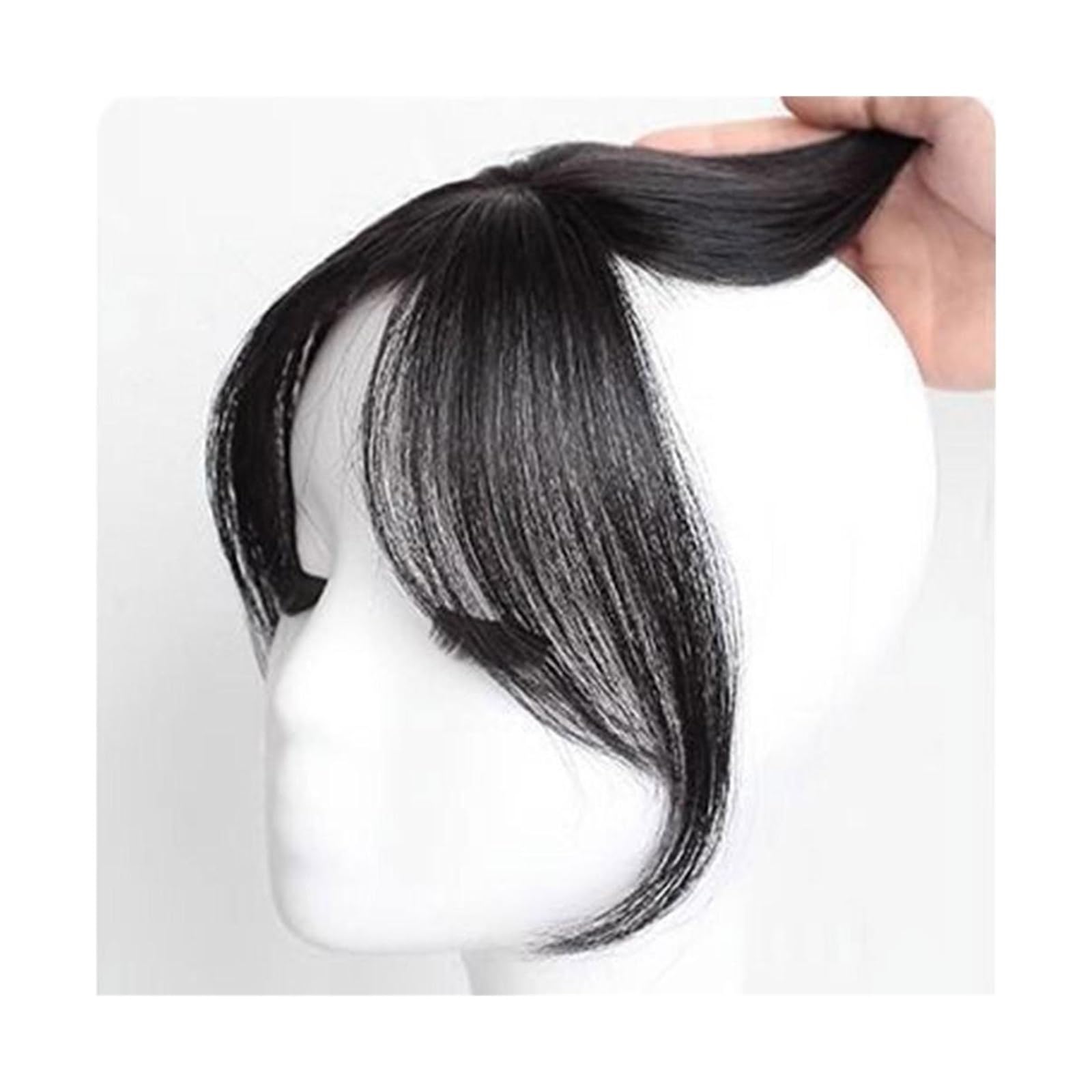 Pony Extension für Damen Acht Charakter Pony Perücke Luft Pony Haaransatz Natürliche Stirn Unsichtbare Simulation Pony Perücke Stück Pony Verlängerung Falsche Quasten Fringe Bangs(Natural Black)