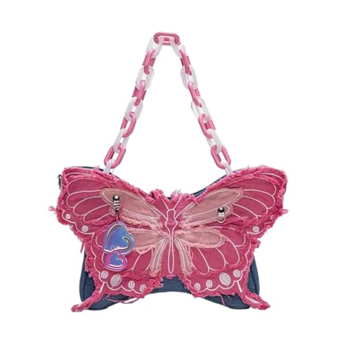 Fairycore Niedliche Schmetterlings Acryl Ketten Umhängetasche Ästhetische Jeans Handtasche Unterarm Umhängetasche Geldbörse Für Frauen