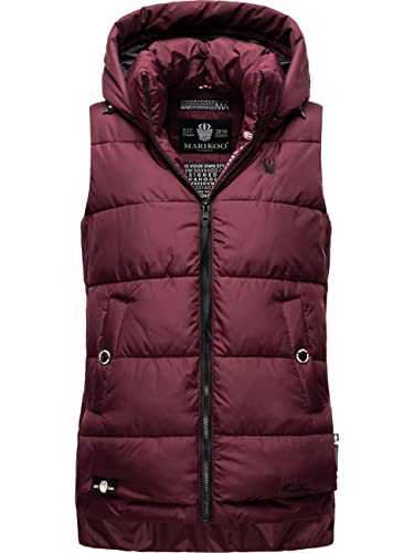 MARIKOO Damen Steppweste Outdoor-Weste mit Abnehmbarer Kapuze Zarinaa Wine Gr. S