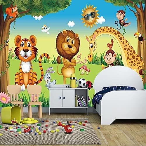 XLMING Löwe, Tiger, Giraffe, Waldtiere Küche Esszimmer Arbeitszimmer Wohnzimmer TV Hintergrund Wand 3D Tapete-150cm×105cm