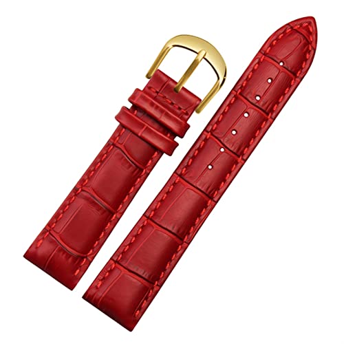 SCRUBY Für Brand Watch Bracelet Belt Woman Watchbänder echtes Leder -Armband -Band 10 12 14 16 18 20 22mm Multicolor -Uhren -Bänder(Red gold,18mm)