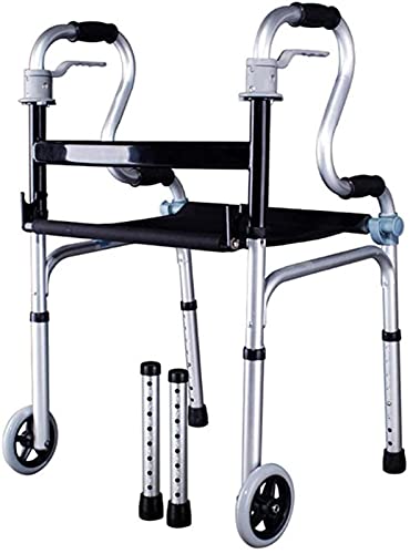 Rollator Walker Lauflernhilfe für ältere Menschen, 4 Räder, mit Sitz, leicht, faltbar, Aluminiumrahmen, geeignet für Zuhause, Outdoor, Walking, Mobilitätshilfe, Teilen