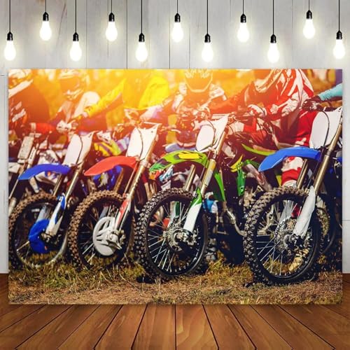 Motocross Rennen Thema Hintergrund Motorrad Fotografie Hintergrund für Jungen Geburtstag Party Dekoration Kuchen Tisch Poster 350x230cm