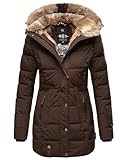 MARIKOO Damen Winter Jacke Mantel Parka warm gefütterte Winterjacke B817 [B817-Lieblings-Dunkelbraun-Gr.L]