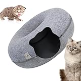 Großes Katzentunnelbett, Kratzfestes Katzen-Donut-Bett, Katzentunnel für Indoor-Katzen, Katzentunnel-Höhlenbett mit Reißverschluss-Design, interaktives Katzenspielzeug für Katzen und Kätzchen, bis zu