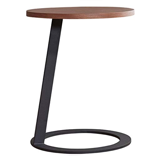 UHJKLA Kleiner runder Couchtisch mit MDF-Platte, Beistelltisch/Sofatisch für Wohnzimmer, schwarzes Metallgestell, 40 x 51 cm