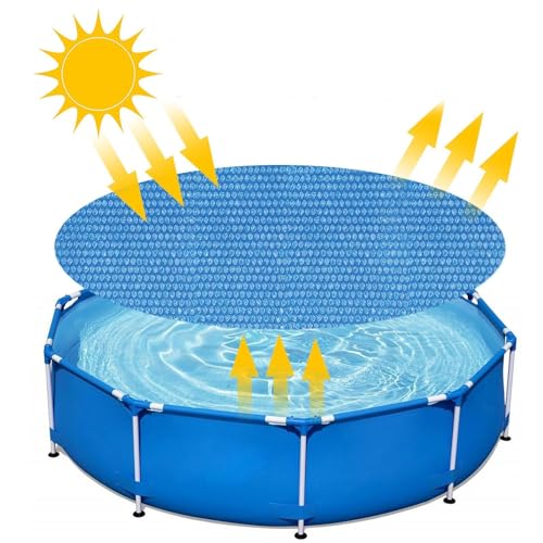 Solar Poolabdeckung - Runde Pool Solarmatte, Pool Heizdecke | Schwimmbad Wärmeabdeckung, Schutzdecke Runde Thermodecke mit Herzförmigen Luftblasen für Garten Outdoor Spa Whirlpool Pool