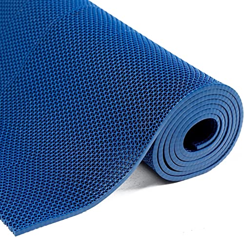 Nisorpa PVC-Drainagematte 300x90cm Antirutschmatte 5.5mm Dicke, Fußmatten für Badezimmer, S-Form Netz Bodenmatte, Perforiert Duschmatten für Schwimmbad, Dusche Zimmer, Flure (Blau)