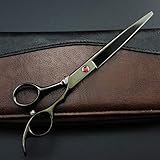 Friseurschere mit scharfer Klinge zum Haareschneiden, professionelles Haarscheren-Set, Friseurschere, Rasiermesser für den Salon, 17,8 cm, Schwarz, Zahnschnitt 16,5 cm