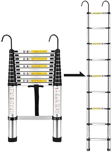 Extra hohe Ausziehleiter mit abnehmbaren Haken, zusammenklappbare Mehrpositions-Teleskopleiter für den Dachboden, leistungsstarke tragbare Teleskopleiter (Größe: 8 m/26,2 Fuß) (3,8 m/12,5 Fuß)