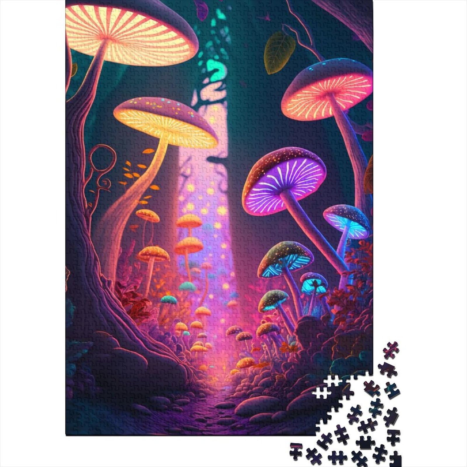 Mad Mushrooms Holzpuzzle für Erwachsene und Teenager, 1000-teiliges Puzzle für Erwachsene Teenager, Holzpuzzle für Erwachsene und Teenager, 75 x 50 cm