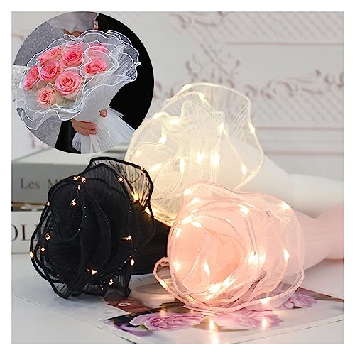 Blumen Geschenkpapier Wellengarn-Blumen-Geschenkpapier mit Lichtern, Valentinstag, Hochzeitsstrauß, Geschenkverpackung, Spitzengeflecht for Floristen-Blumenstrauß-Wrap-Dekor(Black-1pc)