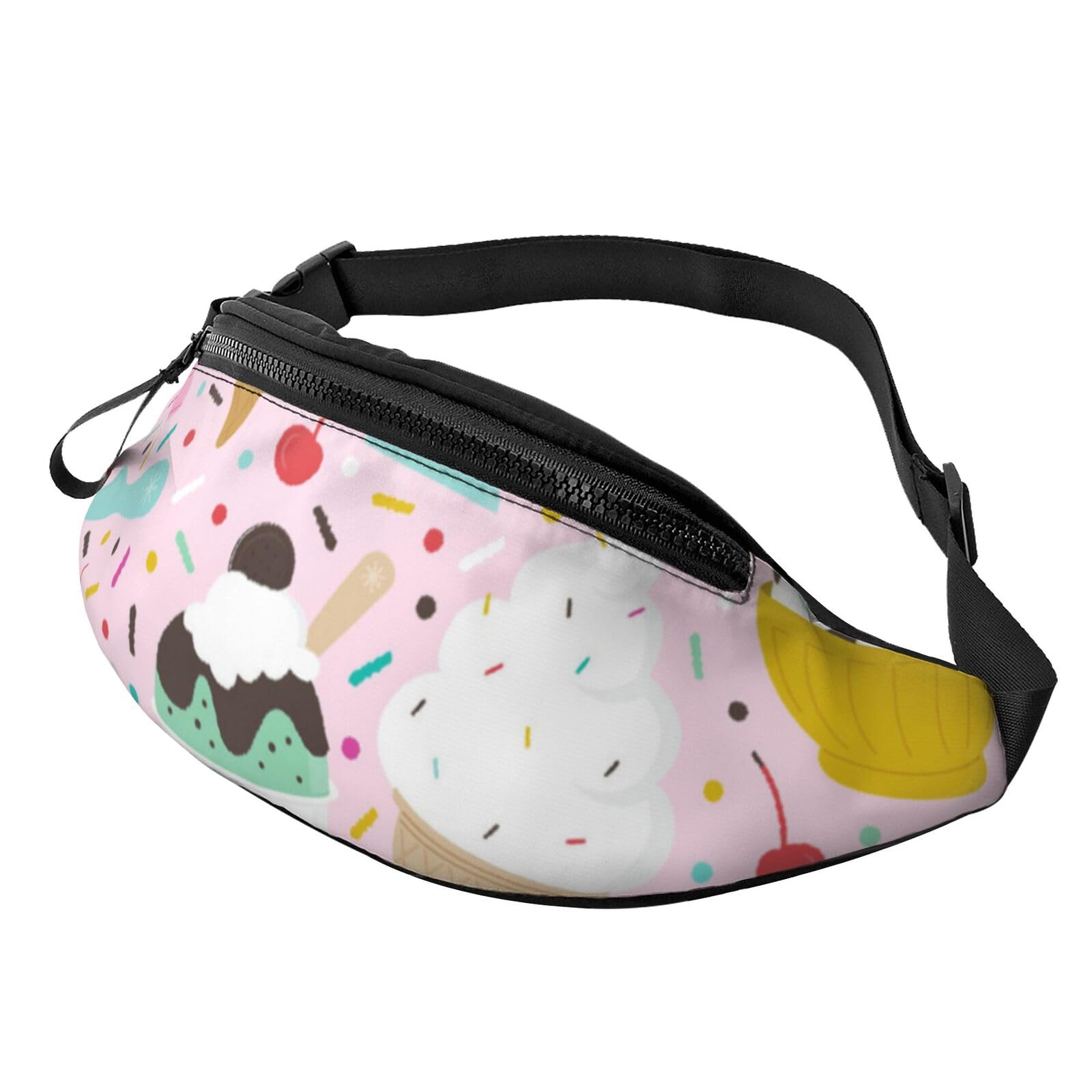 HSJFS Hüfttasche mit lustigem Totenkopf-Aufdruck, verstellbarer Gürtel, lässige Brusttasche, Sweet Ice Cream, Einheitsgröße