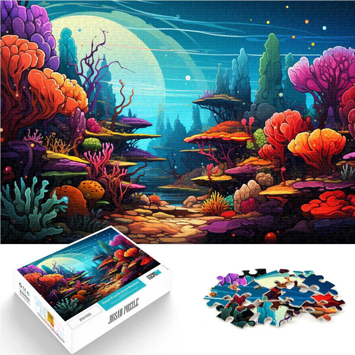 Puzzle, Bunte Unterwasserwelt, 1000 Teile, Puzzle für Erwachsene, Geschenke, Holzpuzzle, Künstlersammlung, bildende Kunst, 1000 Teile (50 x 75 cm)