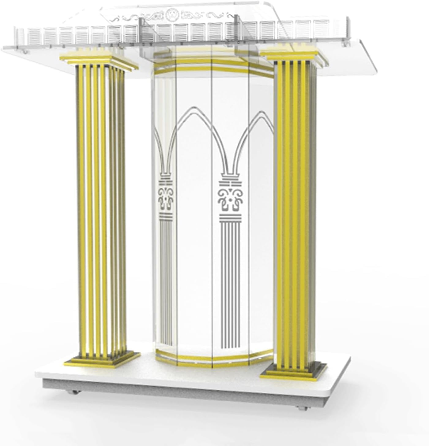 Podio Led Bodenstehendes Podium Acryl Bibel Lesepodest Steht Luxuriöser Goldener Lesetisch Tragbare scrollende akademische Kanzel Kirche Atril