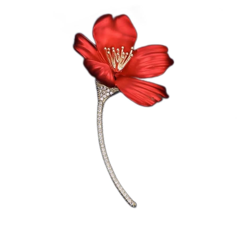 AIHEDOUJ Red Pride Brosche Exquisite rote Blumen Temperament Corsage Pin Damenbekleidung Dekorationen