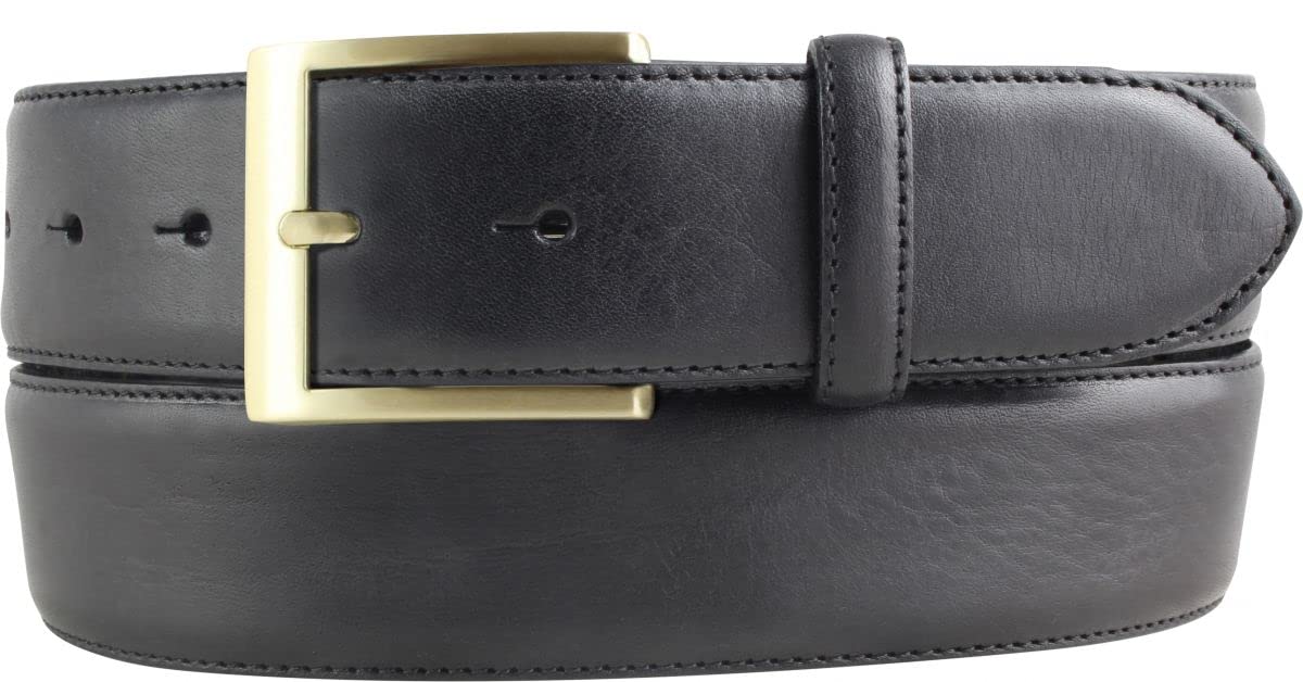 BELTINGER Hochwertiger Jeansgürtel aus Vollrindleder mit goldener Gürtelschließe 4,0 cm | Bombierter Ledergürtel Herren 40mm | Jeans-Gürtel made in Italy | Schwarz 95cm