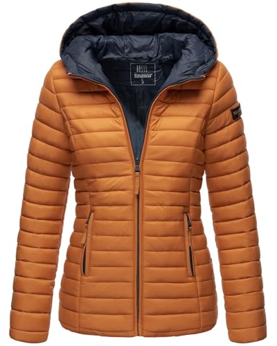 MARIKOO Damen Steppjacke Übergangsjacke gesteppte Jacke mit Kapuze Frühjahr Stepp B857 [B857-Asr-Cinnamon-Gr.XXL]