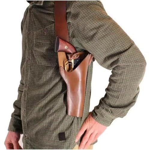 MDFCZXP Mittelalterliches Lederholster Versteckte Schulter Retro Pistolenholster Western Cowboy Pistole Waffenhalter für Frauen und Männer,Braun,10cm