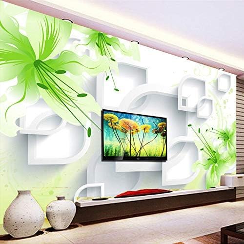 XLMING Abstrakt Geometrisch Weiß Blume Grün Bild Küche Esszimmer Arbeitszimmer Wohnzimmer TV Hintergrund Wand 3D Tapete-200cm×140cm