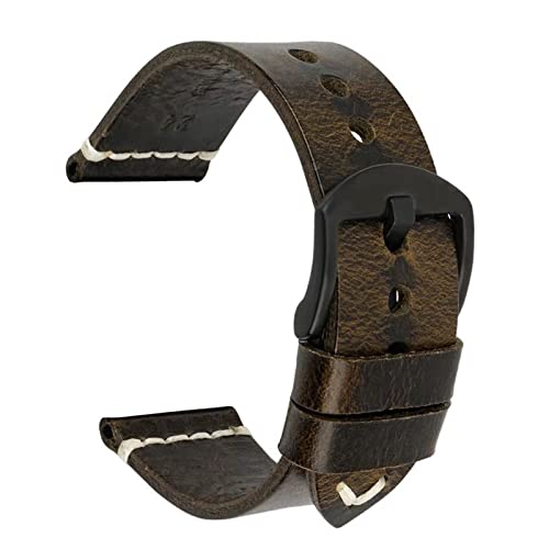 NEYENS Handgefertigtes Uhrenarmband aus Rindsleder, Vintage-Stil, 20 mm, 21 mm, 22 mm, 23 mm, 24 mm, 21 mm, Achat