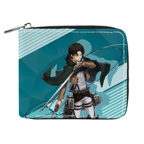 RYNDEX Attack On Ti-tan Geldbeutel Anime, Geldbörse Damen Leder mit Reißverschluss, Mädchen Geldtasche mit Münzfach und Geldscheinfach(Color:Multicolor 2)