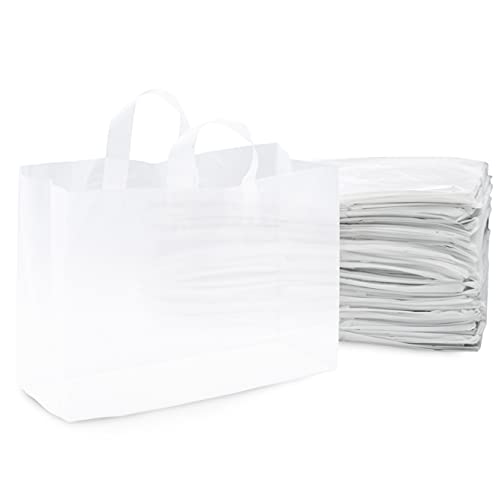 16 x 6 x 12 x 6 durchsichtige Plastik-Geschenktüten, Einkaufstaschen, Take Out Taschen mit Kartonboden, 50 Stück