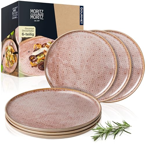 Moritz & Moritz TERRA 6-tlg Dinner Teller Set - Ø 27 cm – Orientalische Teller in zartem Rosa aus hochwertigem Porzellan – Moderne Speiseteller für den Alltag und besondere Anlässe