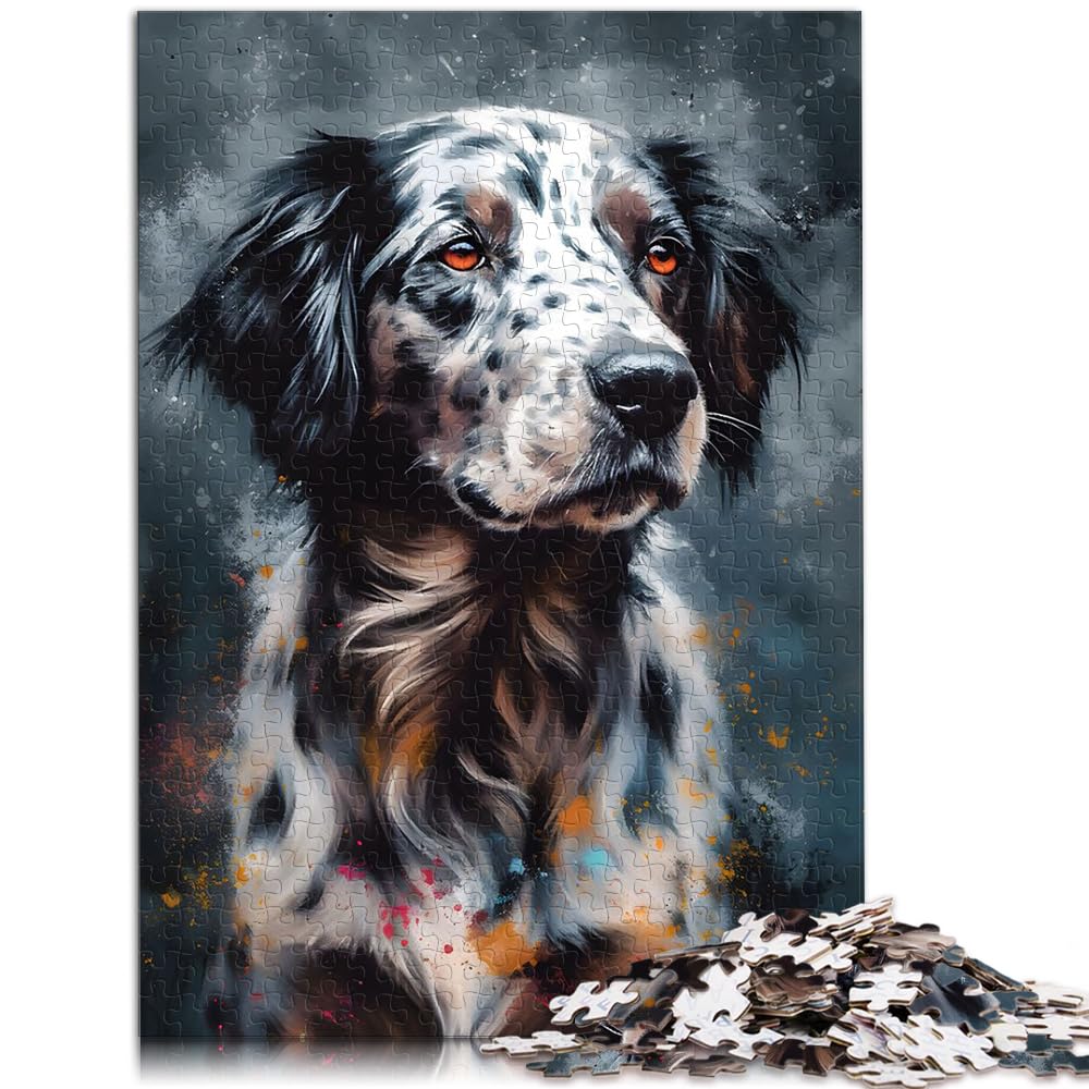 Puzzles Geschenk Buntes Hundegemälde Puzzles 1000 Teile Holzpuzzle Familienspiel Stressabbau Schwieriges Herausforderungspuzzle 1000 Teile (50x75cm)