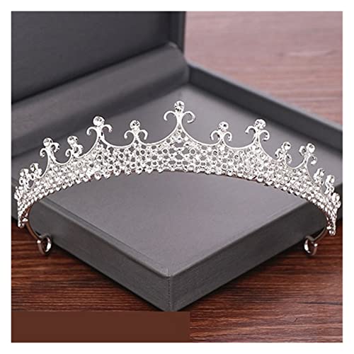 AIHEDOUJ Strass Braut Tiaras und Krone Hochzeit Haarschmuck Brautkrone Silber Farbe Hochzeit Kristall Tiara Kopfschmuck (Größe: 23) Stirnbänder (Größe: 23)